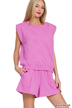 Zenana Sleeveless Top & Shorts Set - Bright Mauve - PinkPro Beauty Supply