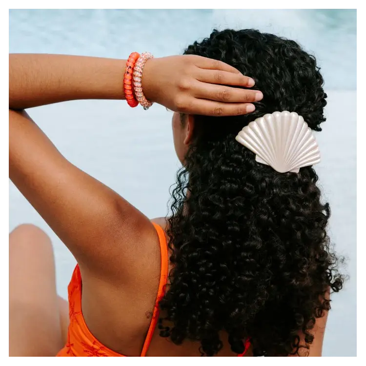 Teleties Flat Hair Clip Shimmering Shell - Large Teleties