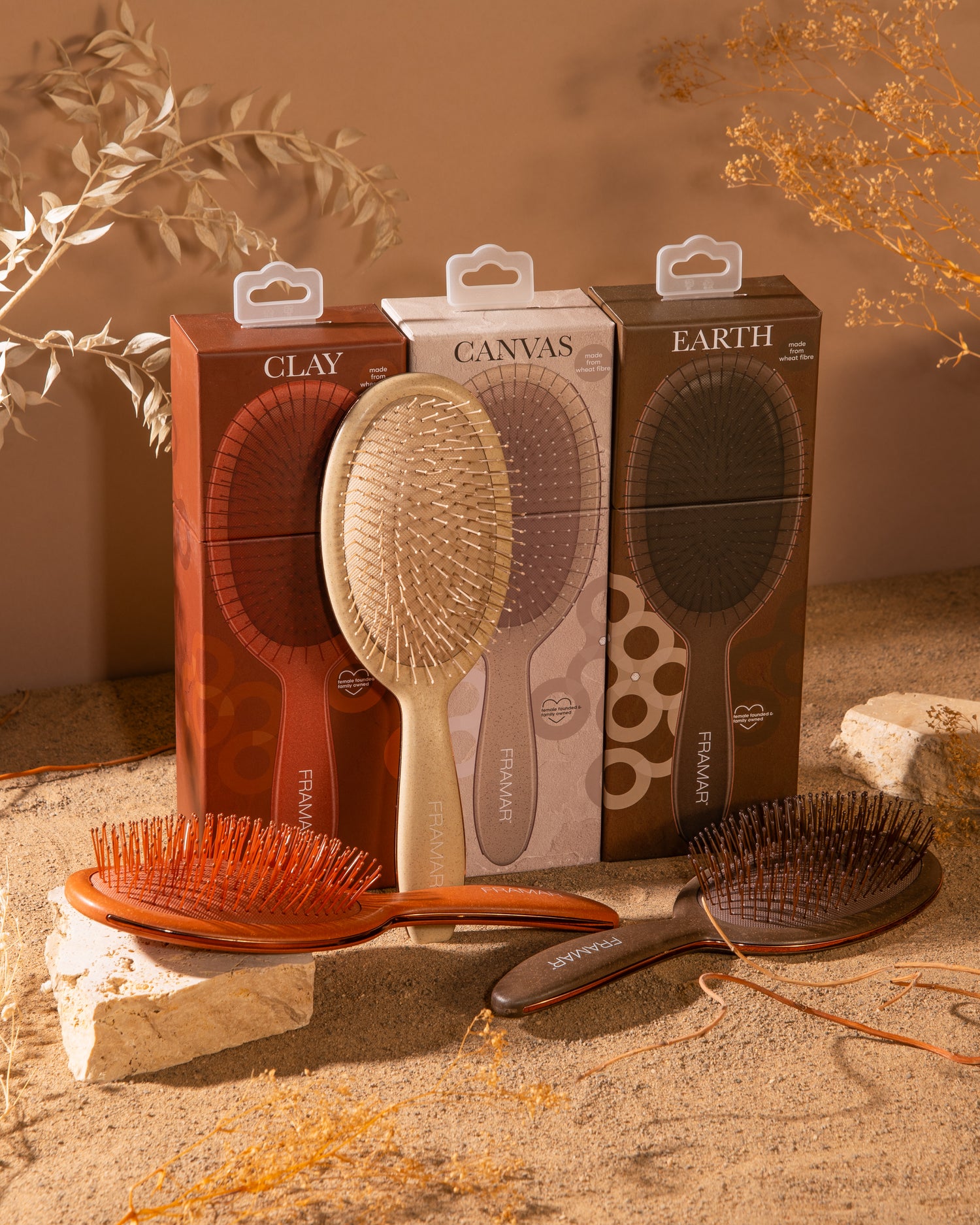 Framar Terra Wheat Fibre Detangle Brush 9 Piece Display