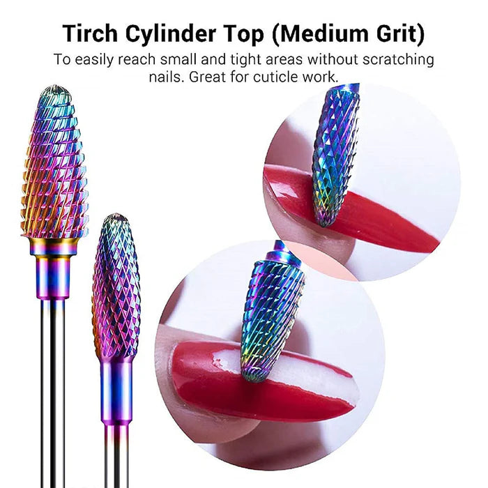 MelodySusie Tungsten Carbide Nail Drill Bits Set (7 pieces) - Colorful