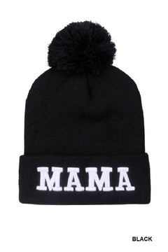 Zenana Chenille Patch Pom Mama Beanie Zenana
