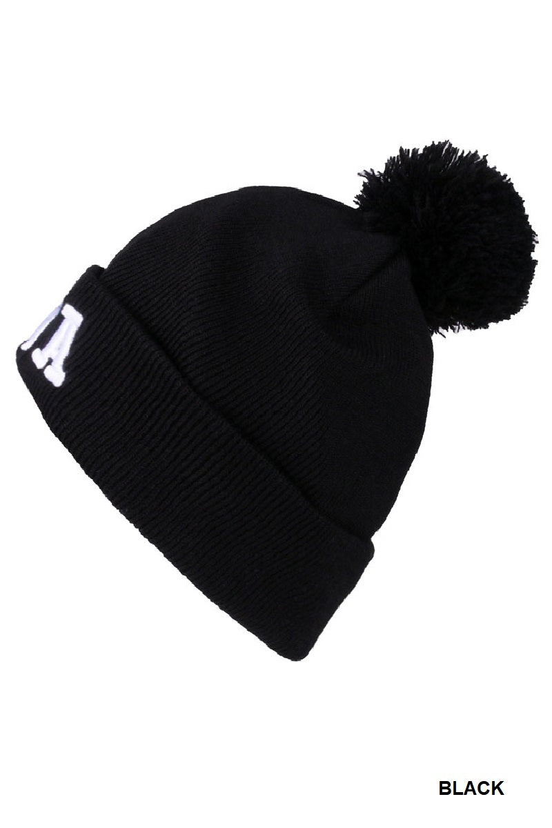 Zenana Chenille Patch Pom Mama Beanie