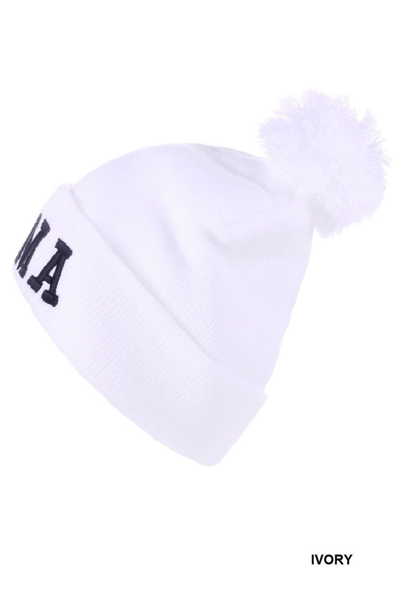 Zenana Chenille Patch Pom Mama Beanie