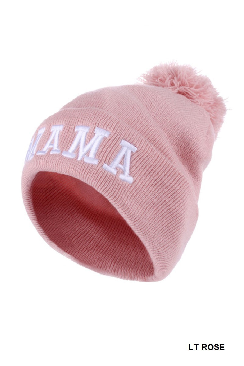 Zenana Chenille Patch Pom Mama Beanie