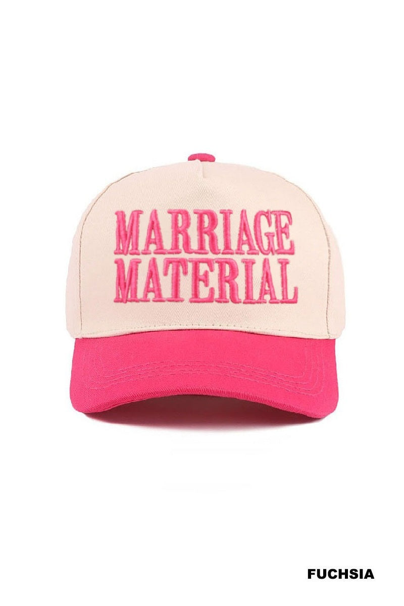 Marriage Material Two-Tone Canvas Cotton Cap - Fuchsia