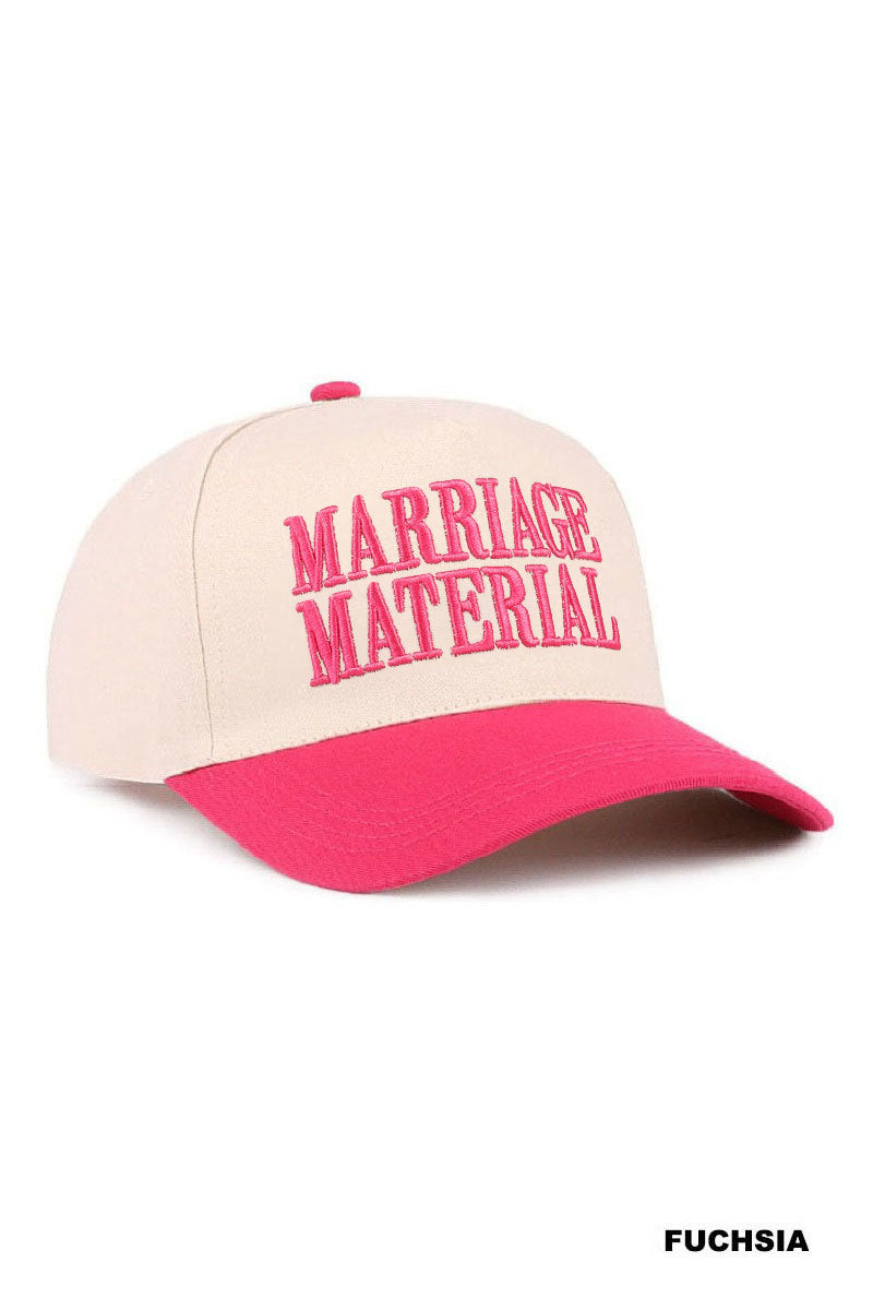 Marriage Material Two-Tone Canvas Cotton Cap - Fuchsia