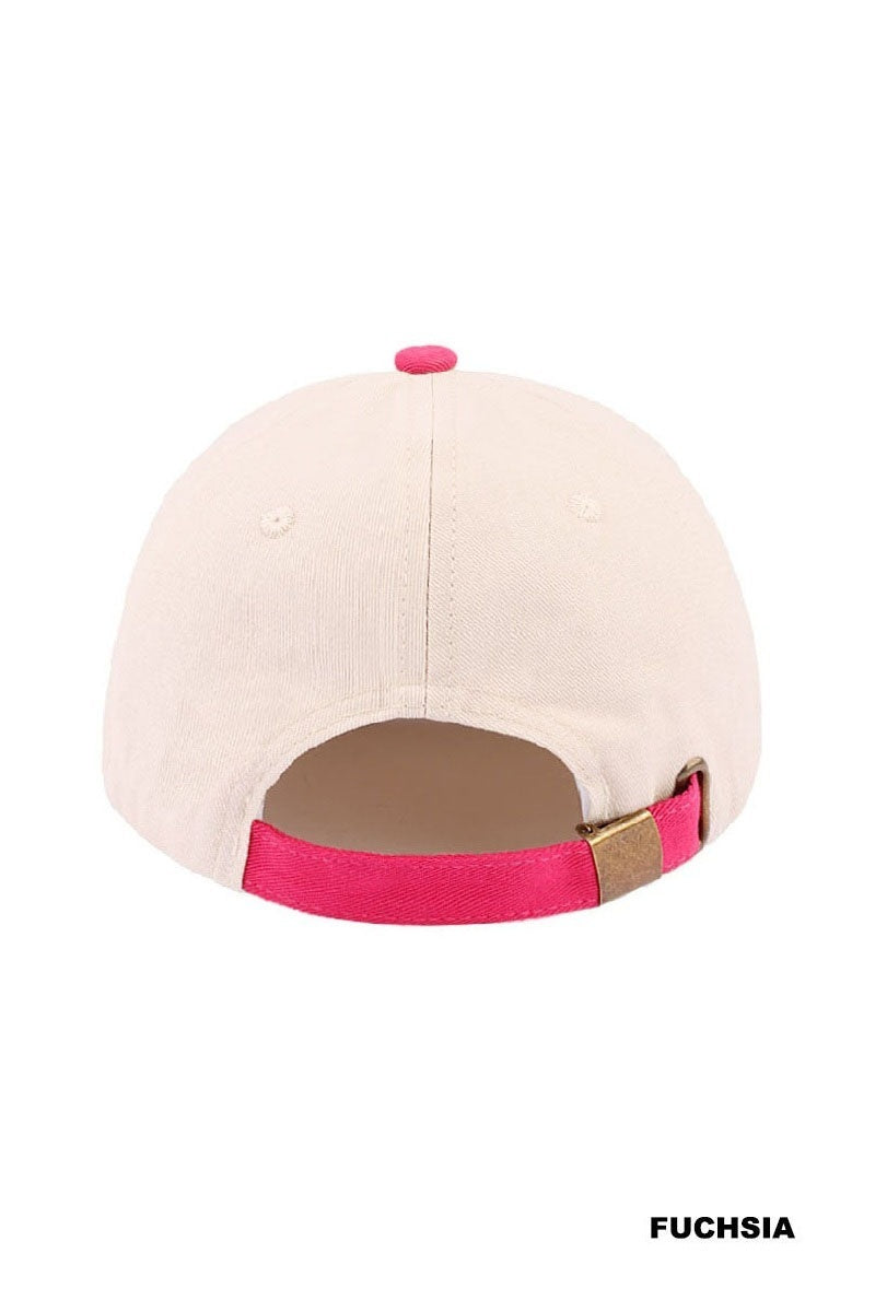 Zenana Marriage Material Two-Tone Canvas Cotton Cap - Fuchsia