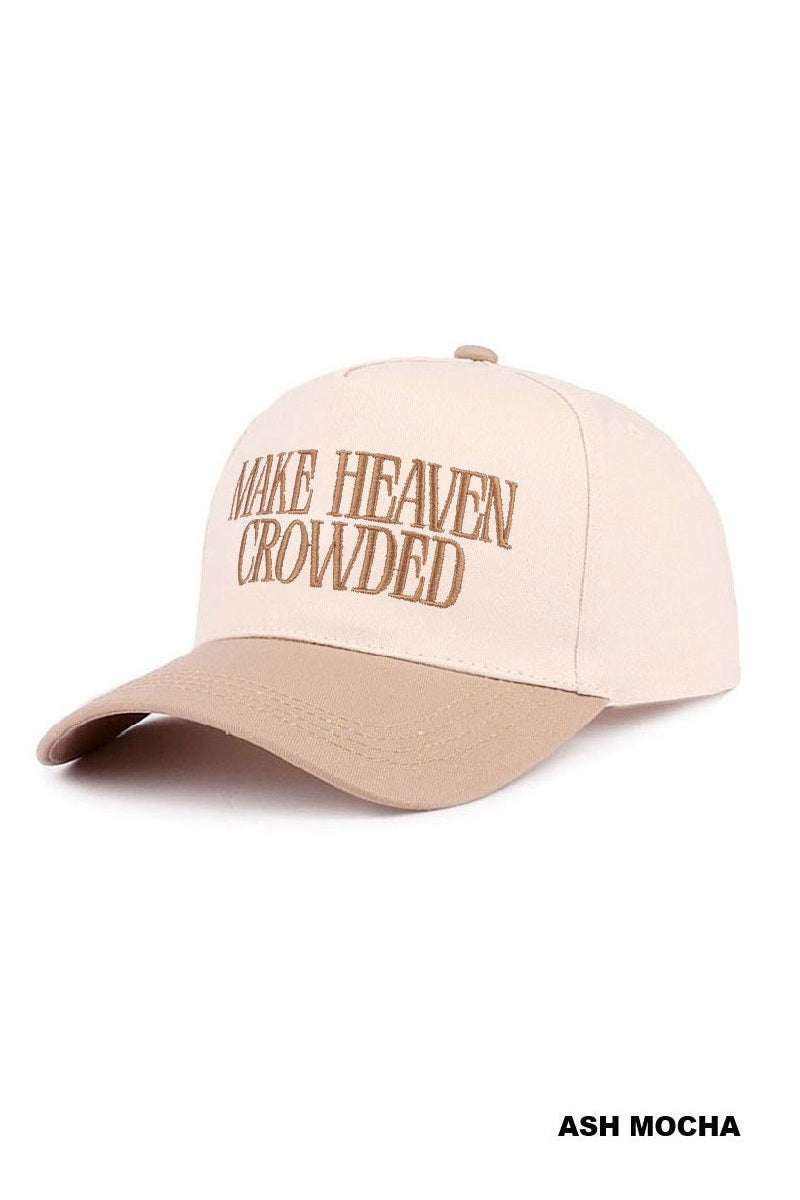 Make Heaven Crowded Two-Tone Canvas Cotton Cap -Mocha
