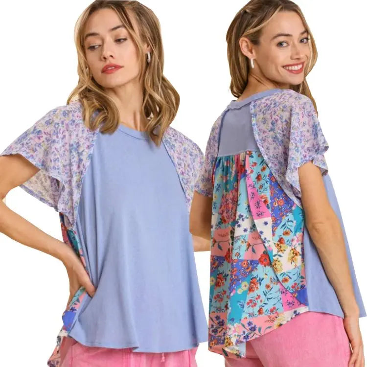 Umgee Floral Periwinkle Top Umgee