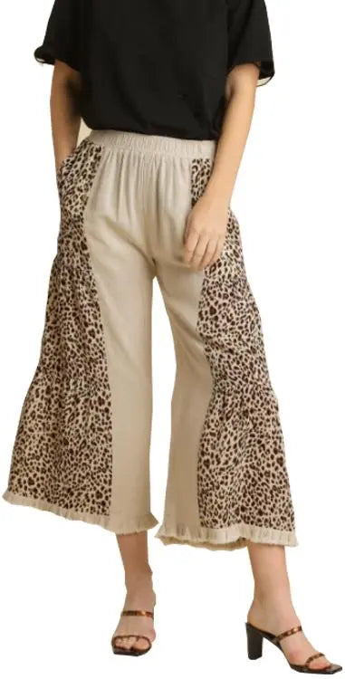 Umgee Linen Leopard Pants Umgee