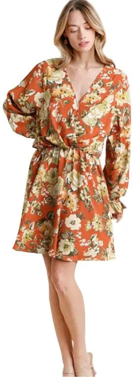 Umgee Long Sleeve Floral Dress Umgee