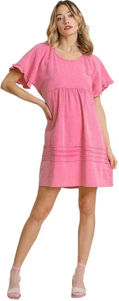 Umgee Mineral Wash Bubblegum Pink Dress