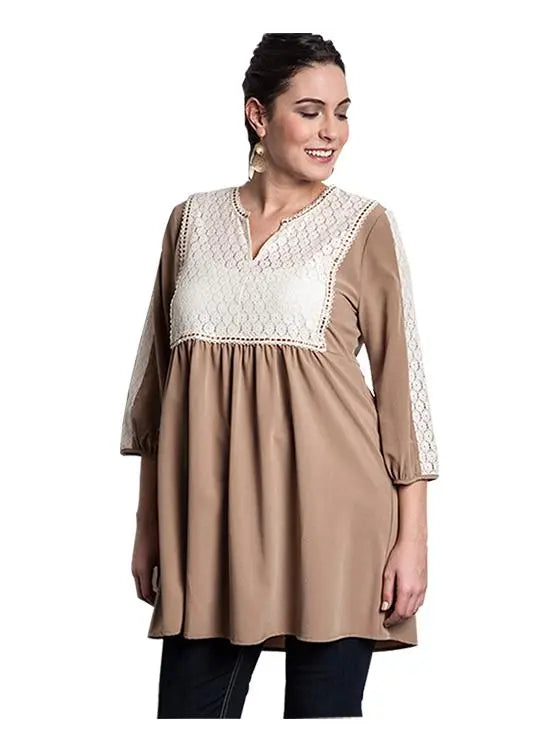 knee length dresses for ladies Umgee Puff Sleeve Jacquard Floral Lace Dress