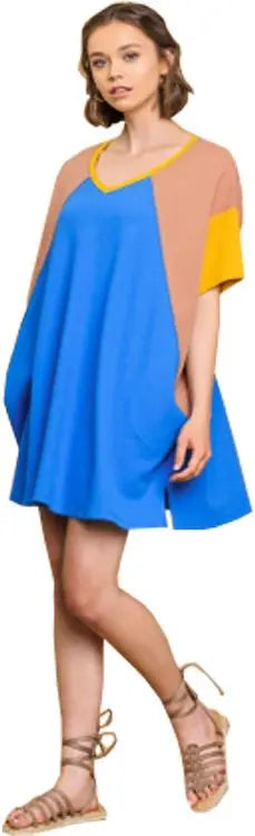 Umgee Plus Colorblock Waffle Knit Dress