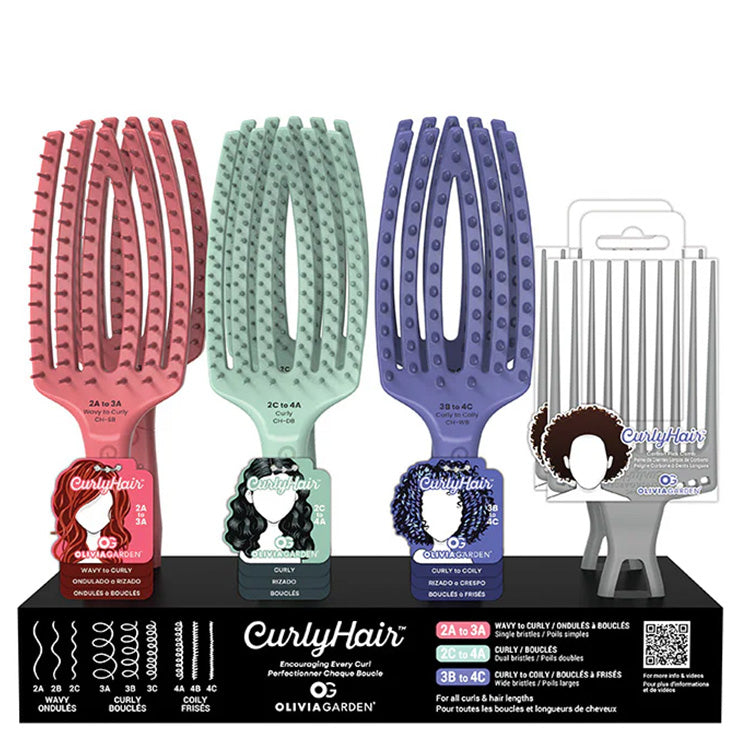 Olivia Garden Curly Hair Brushes - 8 Piece Display