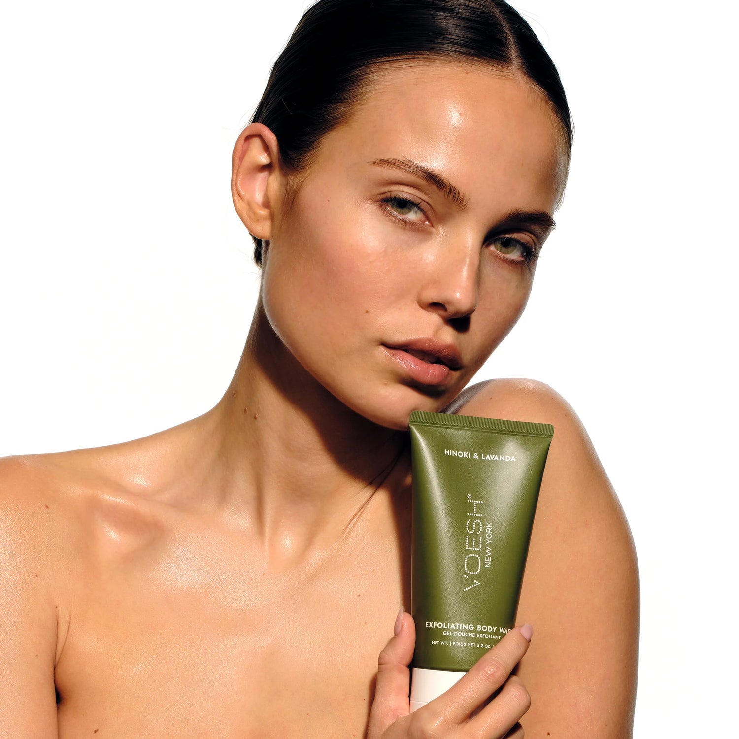 Voesh Exfoliating Body Wash Hinoki & Lavanda - Sugar Scrub with Plant-Derived AHAs - 6.2 oz.