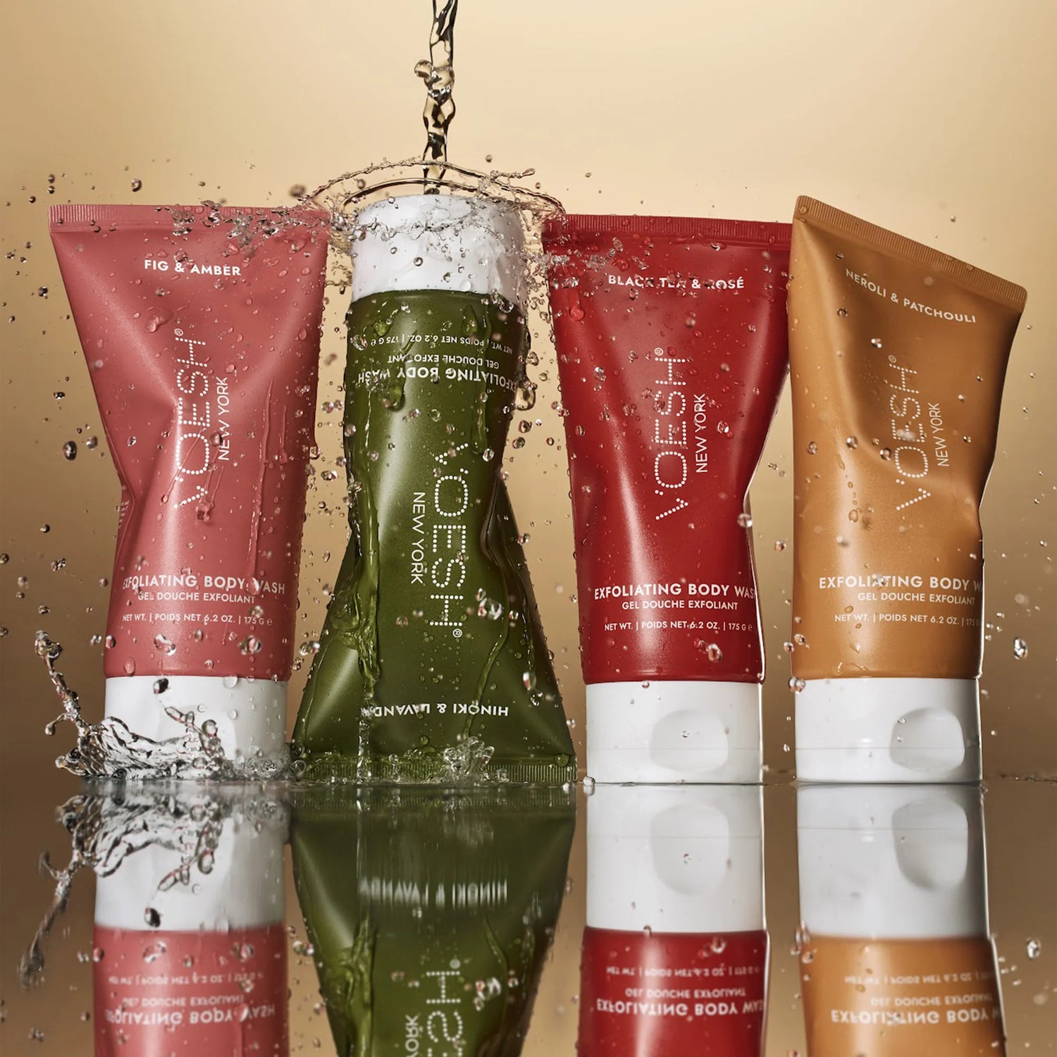 Voesh Exfoliating Body Wash Black Tea & Rosé - Sugar Scrub with Plant-Derived AHAs - 6.2 oz.