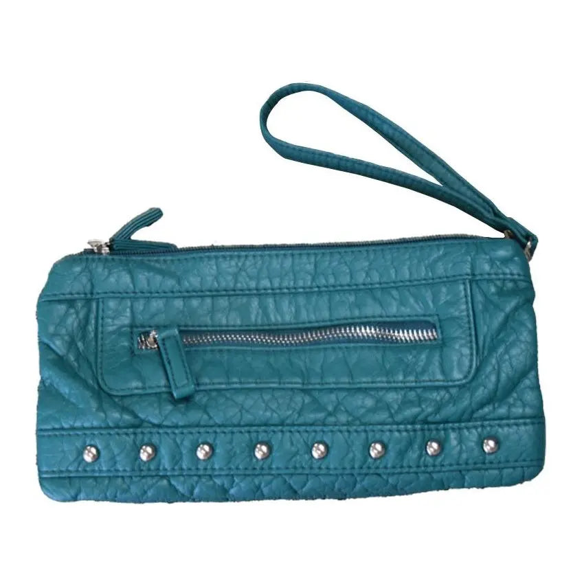 Vegan Leather Teal 3-Way Wristlet PinkPro Beauty Supply