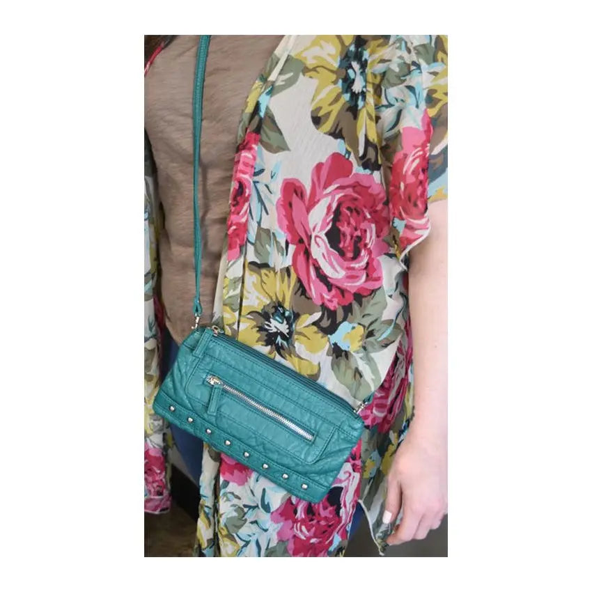 Vegan Leather Teal 3-Way Wristlet PinkPro Beauty Supply