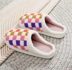 Vivid Checkered Slippers PinkPro Beauty Supply