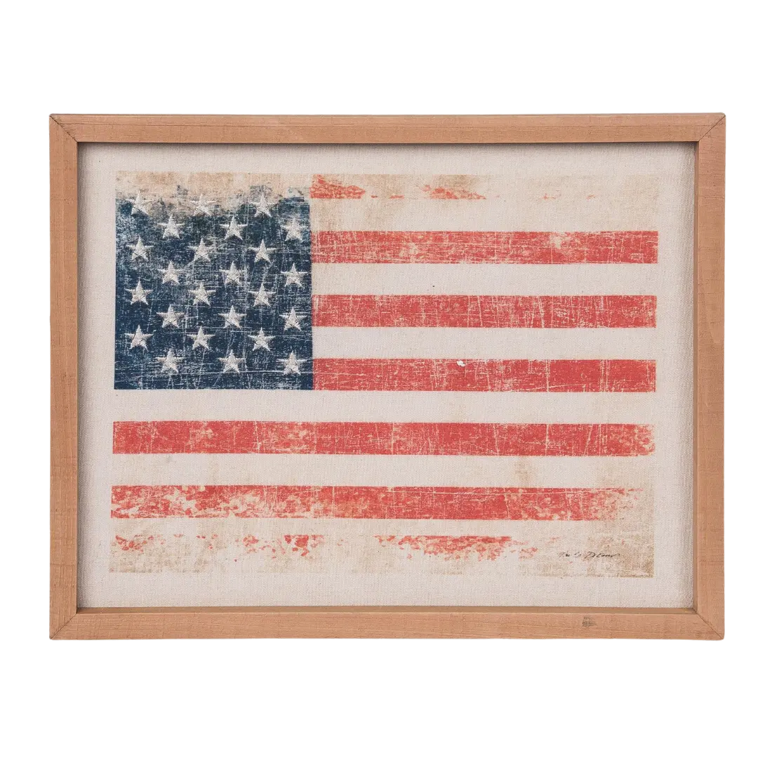 Wood Embroidery Framed Flag Gift