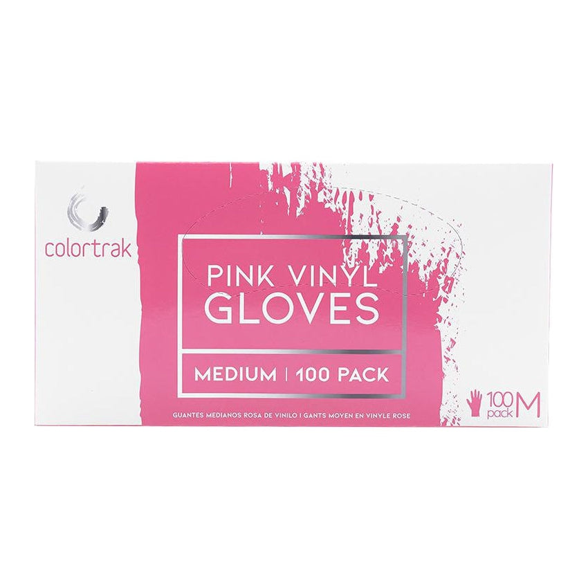 Paquete de 100 guantes de vinilo rosa Colortrak