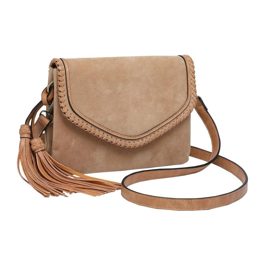 Jen & Co. Suede Crossbody with Tassel Tan DISCO Jen & Co.