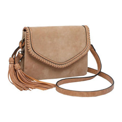 Jen & Co. Suede Crossbody with Tassel Tan DISCO Jen & Co.