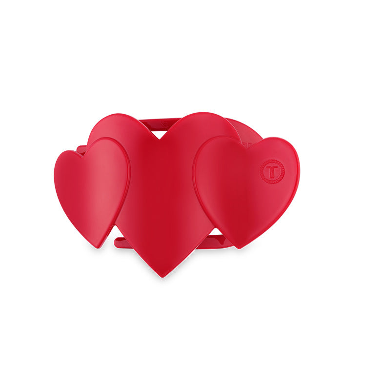 Teleties Flat Clip Small Heart to Heart - Red