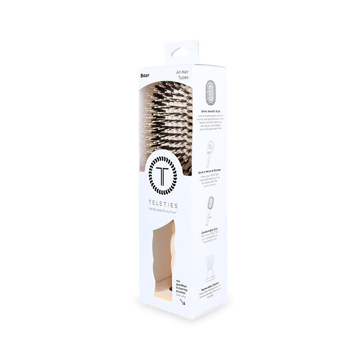 Teleties Boar Bristle Hair Brush - Tan