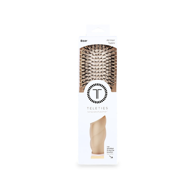 Teleties Boar Bristle Hair Brush - Tan