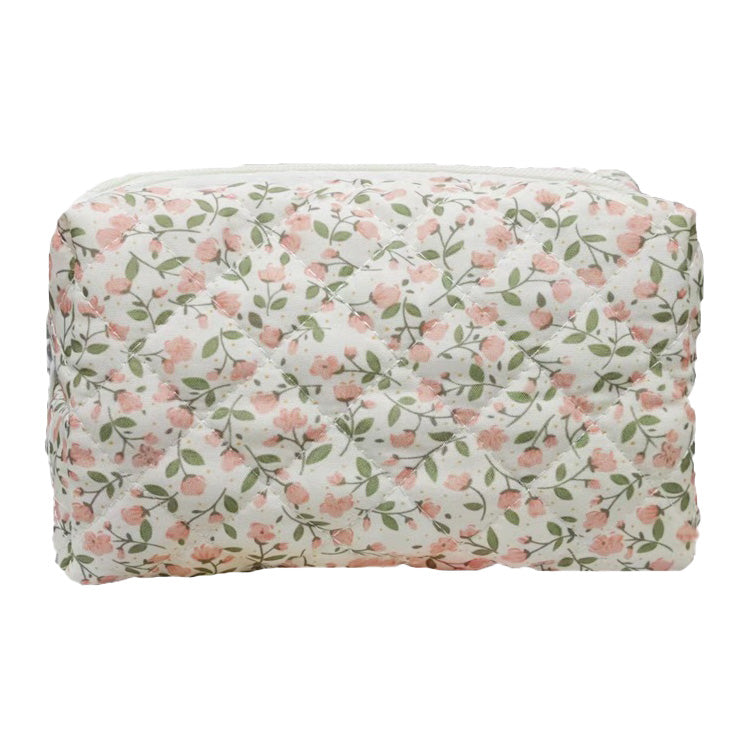 Zenana Disty Quilted Floral Cosmetic Pouch Bag - Pink