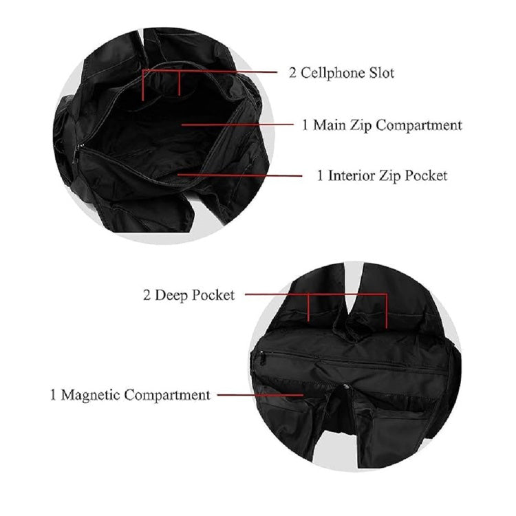 Waterproof Oxford Pleated Draped Shoulder Bag - Black