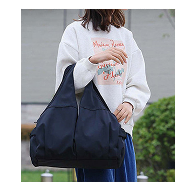 Waterproof Oxford Pleated Draped Shoulder Bag - Black
