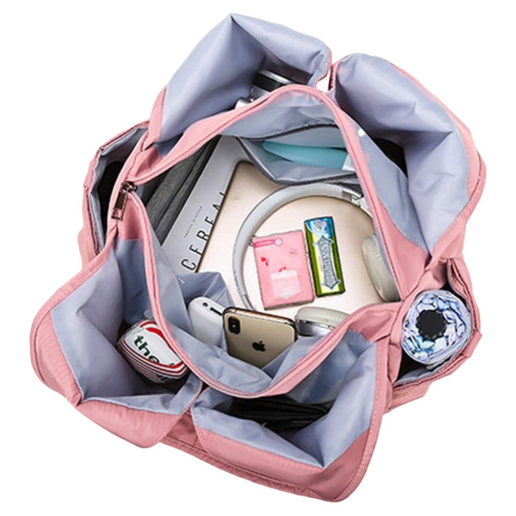 Waterproof Oxford Pleated Draped Shoulder Bag - Dark Pink