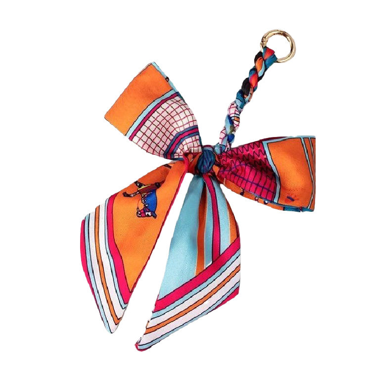 Handmade Scarf Bag Charm Keychain - Orange