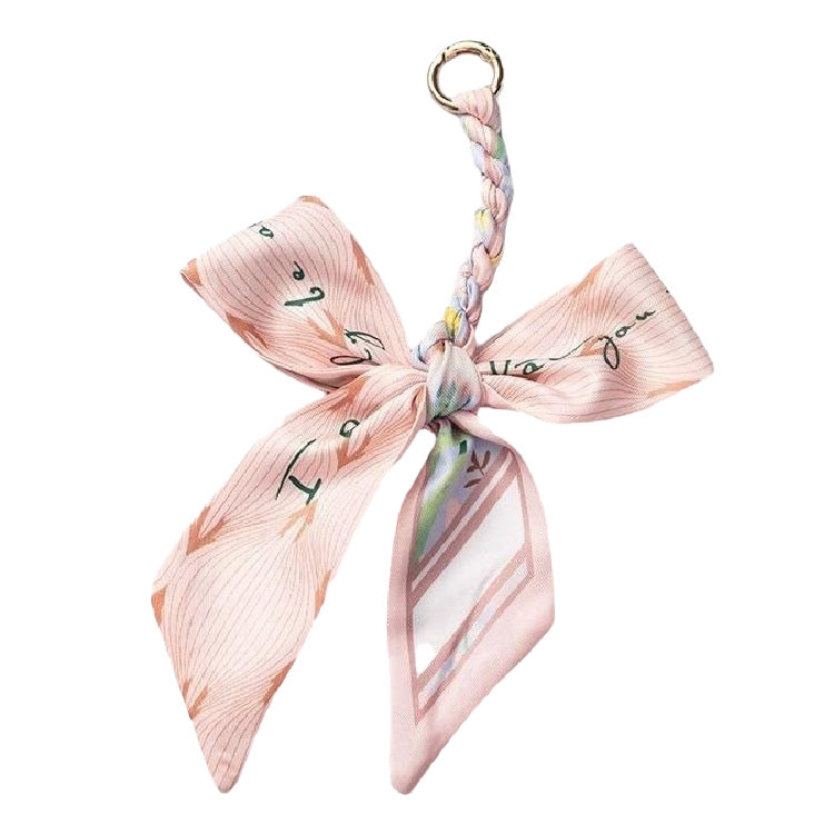 Handmade Scarf Bag Charm Keychain - Light Pink
