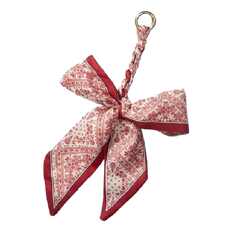 Handmade Scarf Bag Charm Keychain - Red