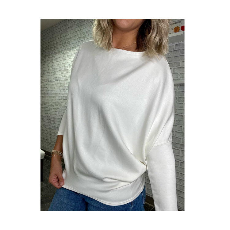 Charlotte Avery Scuba Knit Dolman Sleeve - Off-White