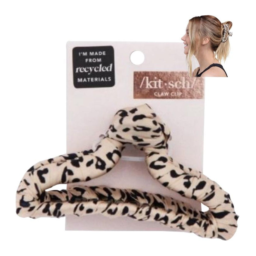 Kitsch Satin Wrapped Claw Clip Leopard