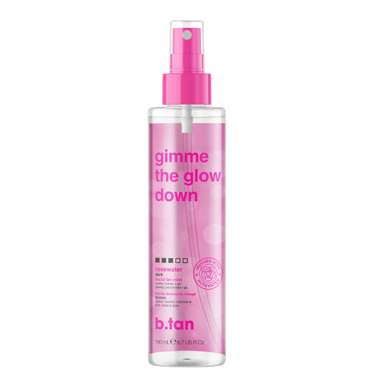 B.Tan Gimme the Glow Down Rosewater Dark Facial Tan Mist - PinkPro