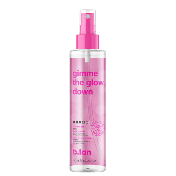 B.Tan Gimme the Glow Down Rosewater Dark Facial Tan Mist - PinkPro