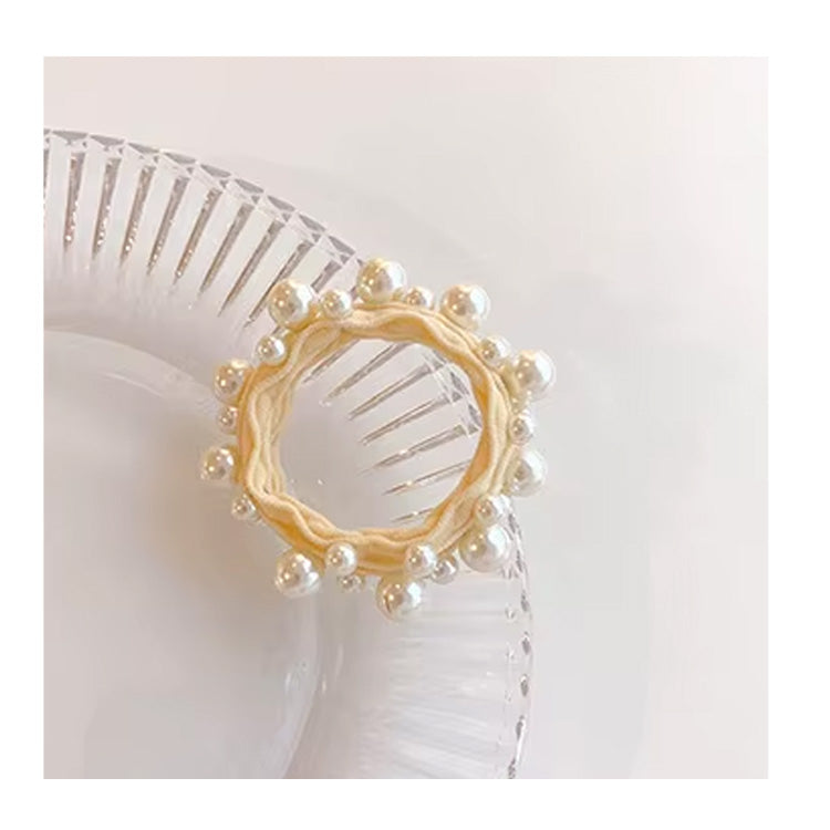 Pearl Embellished Hair Tie - Cream