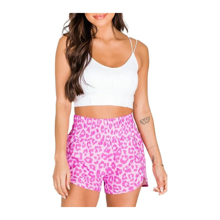 Active Shorts Pink Leopard