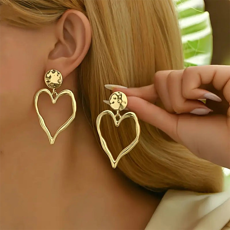 Vintage Bohemian Hollow Heart Dangle Earrings