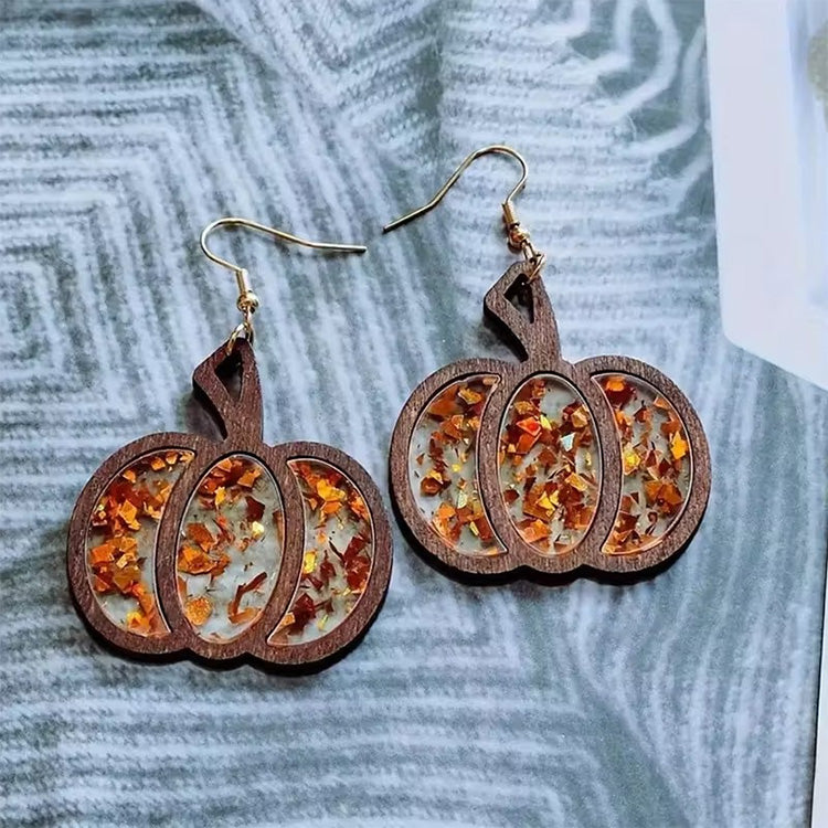 Vintage Fall Sequin Pumpkin Earrings