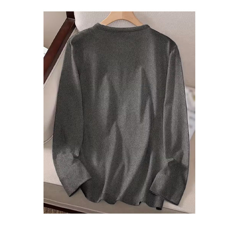 Grey Long Sleeve Tee- Flannels, Pumpkins & Bonfires Medium