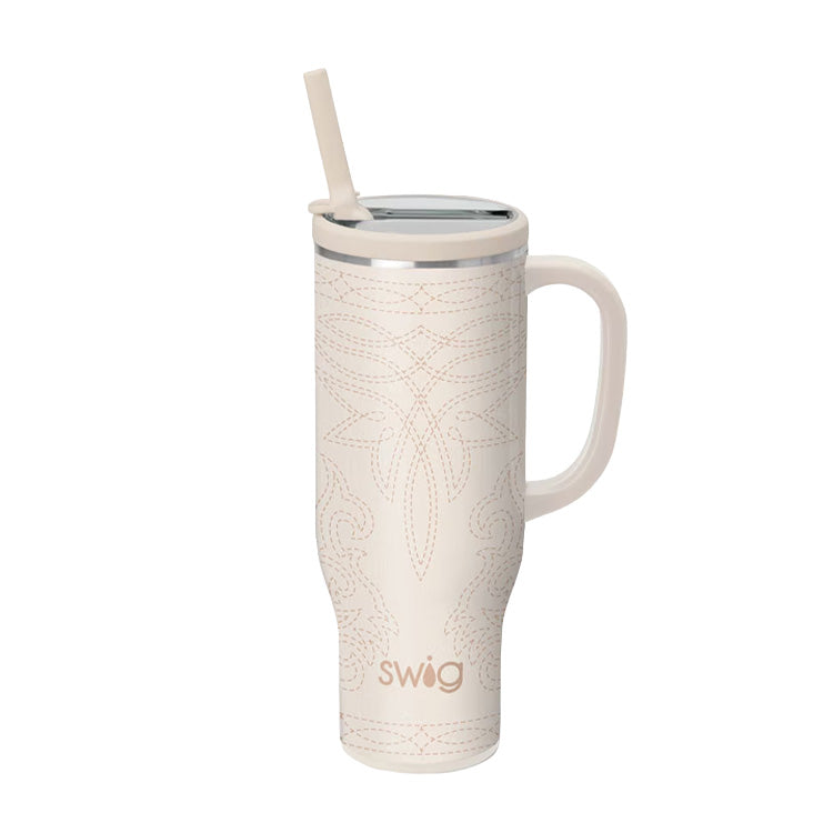 Swig Life Mega Mug 30 Oz. Saddle Stitch Cream