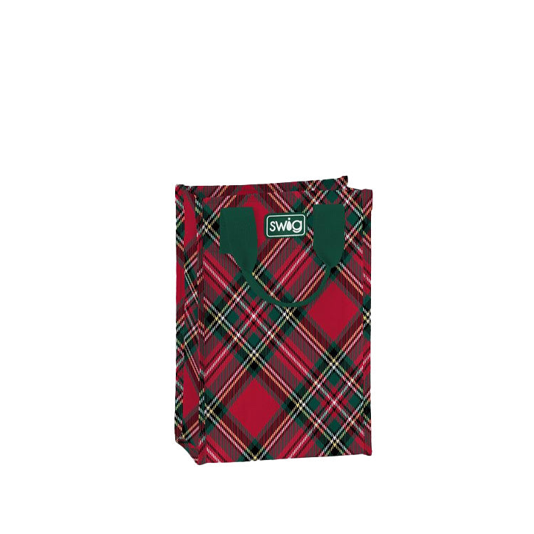 Swig Life Reusable Bag Wine Christmas Plaid