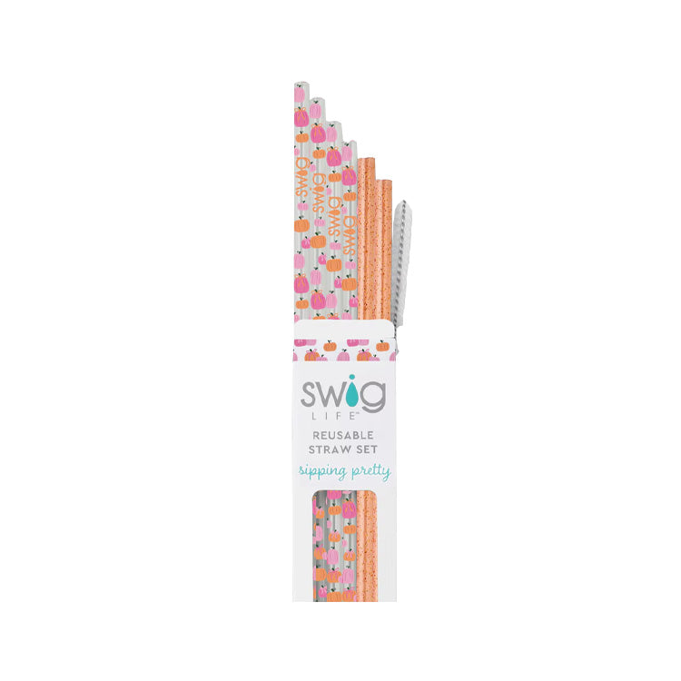 Swig Life Reusable Straw Set Pumpkin Bow